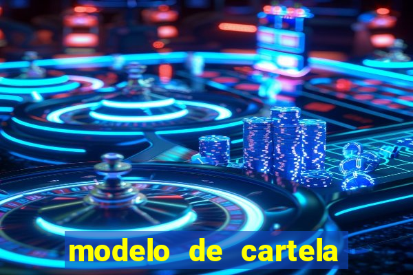 modelo de cartela de bingo em branco